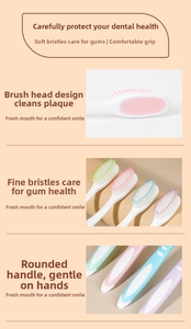 Detail of soft bristles and silicone tongue cleaner on high-grade adult toothbrushes