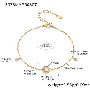 Detaillierte Größentabelle für das 18k vergoldete Edelstahl-Fußkettchen mit Zirkonia