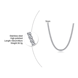 Collier chaîne à perles en acier inoxydable poli de 5 mm avec détails de spécification