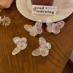 Iridescent Butterfly Hair Clips Acrylic Laser Gradient Fairy Duckbill Clip Korean Style Hair Accessories Women Girls