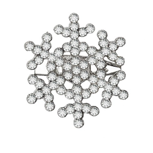 Elegant silver snowflake brooch with sparkling rhinestones for winter fashion accessory