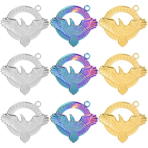 Vintage Stainless Steel Eagle Pendant Necklace For Men Women Celtic Knot Round Hollow Viking Bird Totem Punk Jewelry
