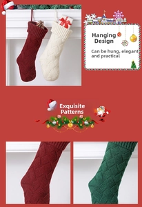 Detailed close-up showing the cable knit pattern and texture of large Christmas stockings