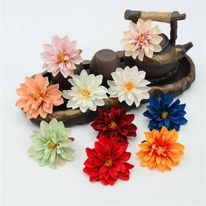 Artificial Dahlia Satin Flower Heads Realistic Multi Layered Floral Decor For DIY Wedding Garland Crafts Headpiece Home