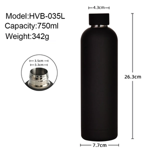 750ml double wall 304 stainless steel vacuum insulated water bottle with size specifications