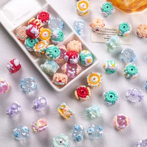 Colorful hand-painted oil beads mix for DIY jewelry making and phone chain accessories