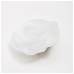 Detail of white 3D mesh rose flower accessory with delicate organza petal layers