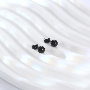Minimalist black spherical titanium steel ball stud earrings for men and women