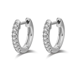 Elegant S925 silver hoop earrings with punk rivets and sparkling zircon stones