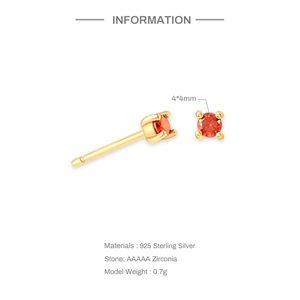 Détail macro du clou en argent 925 avec zircon orange de 4mm et sertissage à quatre griffes
