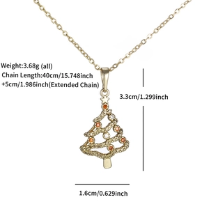 Christmas tree necklace dimensions detail showing 3.68g weight and 3.3cm pendant size