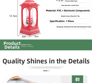 Detailed view of Santa Claus Christmas lantern with 13.5x5x5cm size specifications