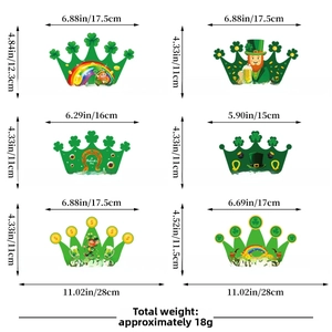 Lot de 6 couronnes en papier St. Patrick avec motifs trèfles et arc-en-ciel festifs