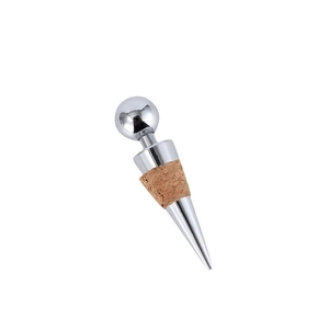 Silver round head zinc alloy wine stopper with cork seal for bottle preservation