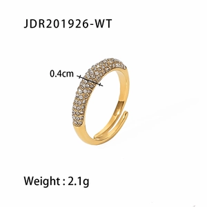 18K gold-plated stainless steel ring with micro-pave cubic zirconia and open design