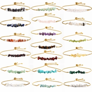 Handmade Natural Crystal Stone Stainless Steel Adjustable Bracelet For Women Gold Silver Plated Dainty Jewelry Accessory