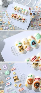 Detailed 3D embossed nail art stickers with traditional lucky patterns and fine textures