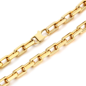 Polished 9mm 18K gold plated thick stainless steel box link chain necklace for men