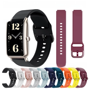 Detail view of 16mm silicone straps for Huawei Fit Mini in multiple colors with pin buckle
