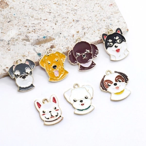 Cute assorted enamel dog pendants featuring French Bulldogs and Huskies for DIY jewelry
