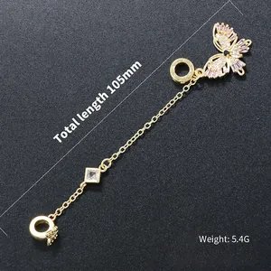 Luxurious gold-plated butterfly safety chain with colorful marquise zircons for DIY bracelets