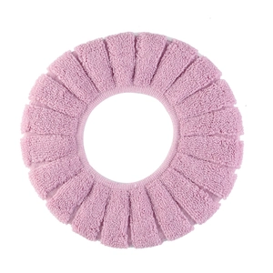 Pink knitted pumpkin pattern toilet seat cover with warm plush thickened material