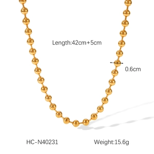 Detailed specs of the 18K gold ball chain necklace with 42+5cm length and 0.6cm beads