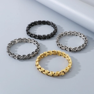 Punk vintage scale texture stainless steel bracelet in four metallic finishes
