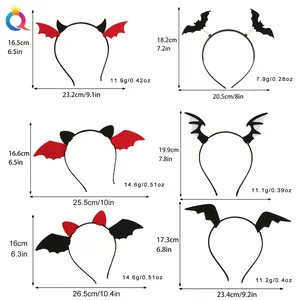 Size and weight specifications for six types of Halloween bat wing and skull headbands