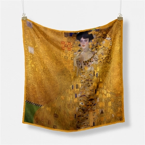 Carré en soie avec imprimé d'art Gustav Klimt Adele Bloch-Bauer aux tons jaune doré