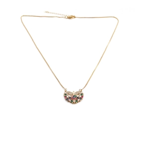 Gold angel heart necklace for women featuring vibrant multi-colored micro-set zircons
