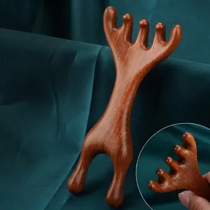 Natural Sandalwood Head Massage Comb Wood Meridian Scalp Scraper Claw Design Acupoint Massager Tool