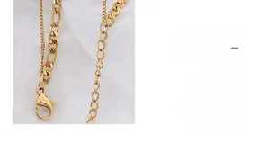 Gros plan du collier doré double épaisseur avec fermoir mousqueton et chaînette