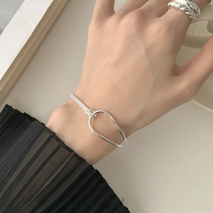 Minimalist 925 sterling silver knot bracelet with thick woven chain for women