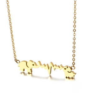 Elefant Herzschlag Anhänger Halskette Edelstahl Minimalistisch Tier EKG Schmuck Geschenk Mode Für Frauen Einzigartig
