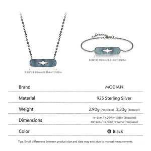 S925 sterling silver black jewelry set with turquoise starburst necklace and bracelet