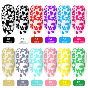 Lot de 12 couleurs de gel de tamponnage pour nail art en tubes aux nuances variées