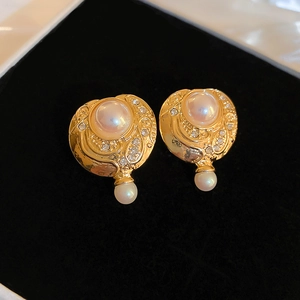 Orecchini Di Künstliche Perle Retrò Stile Corte Francese Lega Strass Gioielli Per Donne Con Perno In Argento Elegante