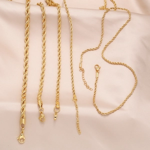 18k gold plated copper 6mm rope chain necklaces in multiple thicknesses for women