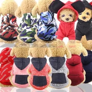 Pet Dog Cat Hoodie Fleece Warm Winter Sweatshirt With Pocket Large Ears Camouflage Letter Print Casual Pullover Apparel
