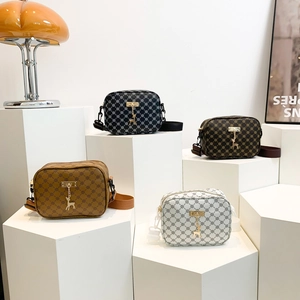 Classic monogram crossbody bags in four colors with elegant golden deer charms