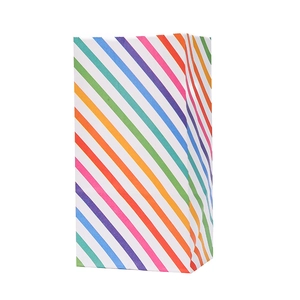 Rainbow striped kraft paper gift bags for party favors and candy packaging