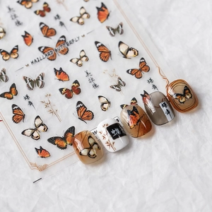 Maillard style butterfly nail stickers with ultra-thin 5D realistic wing designs