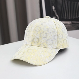 Breathable pale yellow and white lace baseball cap with geometric floral pattern for summer