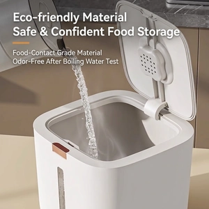 Food-grade airtight rice storage container with visible window and heat resistance
