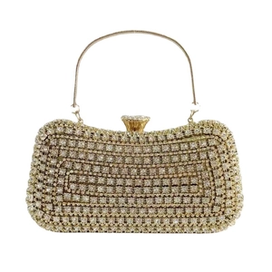 Evening Bag Metal Rhinestone Clutch For Wedding Party Banquet Elegant Luxury Hard Shell With Chain Strap For Women