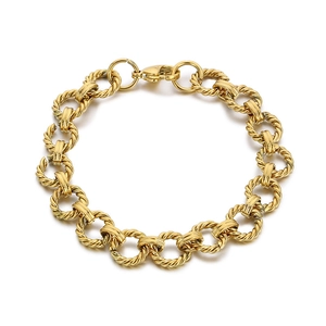 Bracelet minimaliste en acier titane plaqué or avec maillons torsadés pour femme