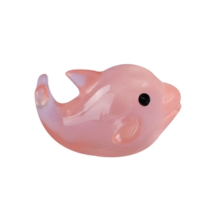 Luminous pink dolphin figurine crafted in resin for miniature landscape and creative decor