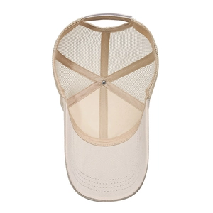 Beige quick-dry mesh baseball cap with breathable structure and reinforced long brim