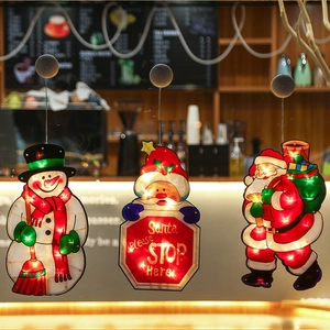 Christmas LED window lights featuring Santa and Snowman for festive holiday decoration